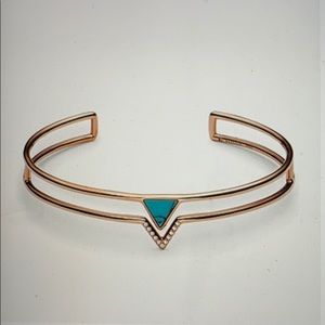 Fossil Turquoise Open Cuff Rose Gold Bracelet